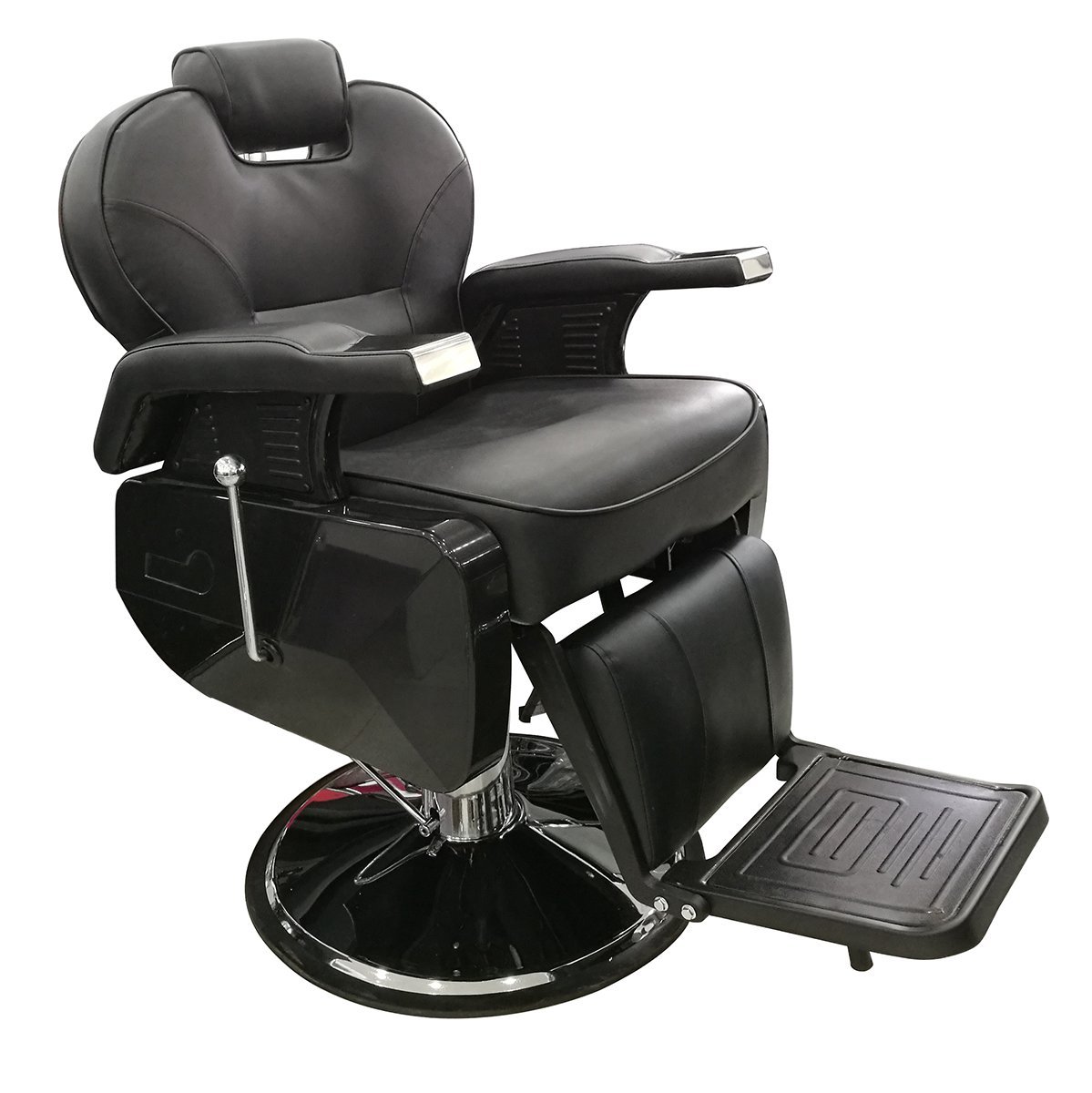 LOVECRAZY Sillón Giratoria 360º con Base Fijo y Apoyapiés, Altura Regulable, Uso Profesional para Peluquería, Tienda de Tatuaje, Salón de Belleza, Masajería BX2698A-NE