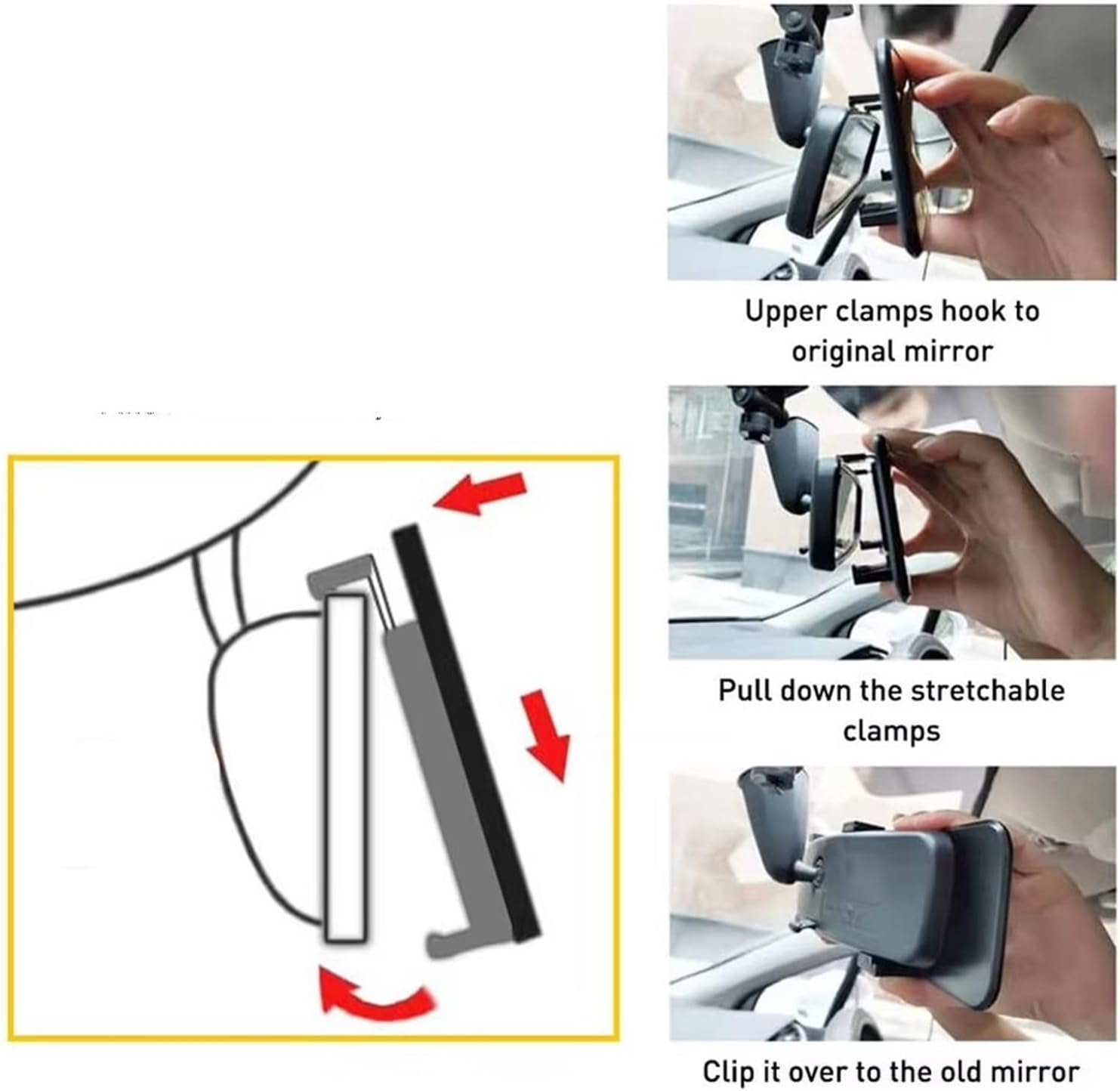 Inside Mirrors 285mm Interior Anti Glare Rearview Mirror Fog Panoramic Rear View Wide Convex Clear Interior Cup Car Mirror