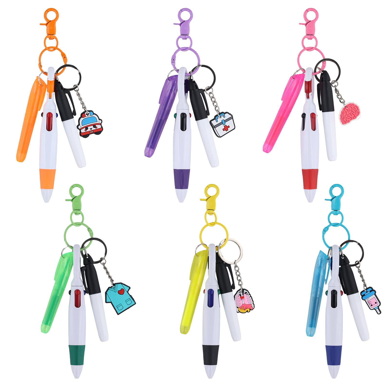 NQEUEPN 6 Sets Pack Nurse Pen Kit, Including Highlighters, Permanent Markers, Retractable Ball Pens