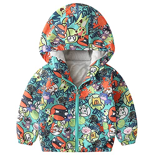 Toddler Boys Windbreaker Long Sleeve Fall Coat Thin Jacket Casual Zip Hooded Jacket (Green, 18-24 Months)