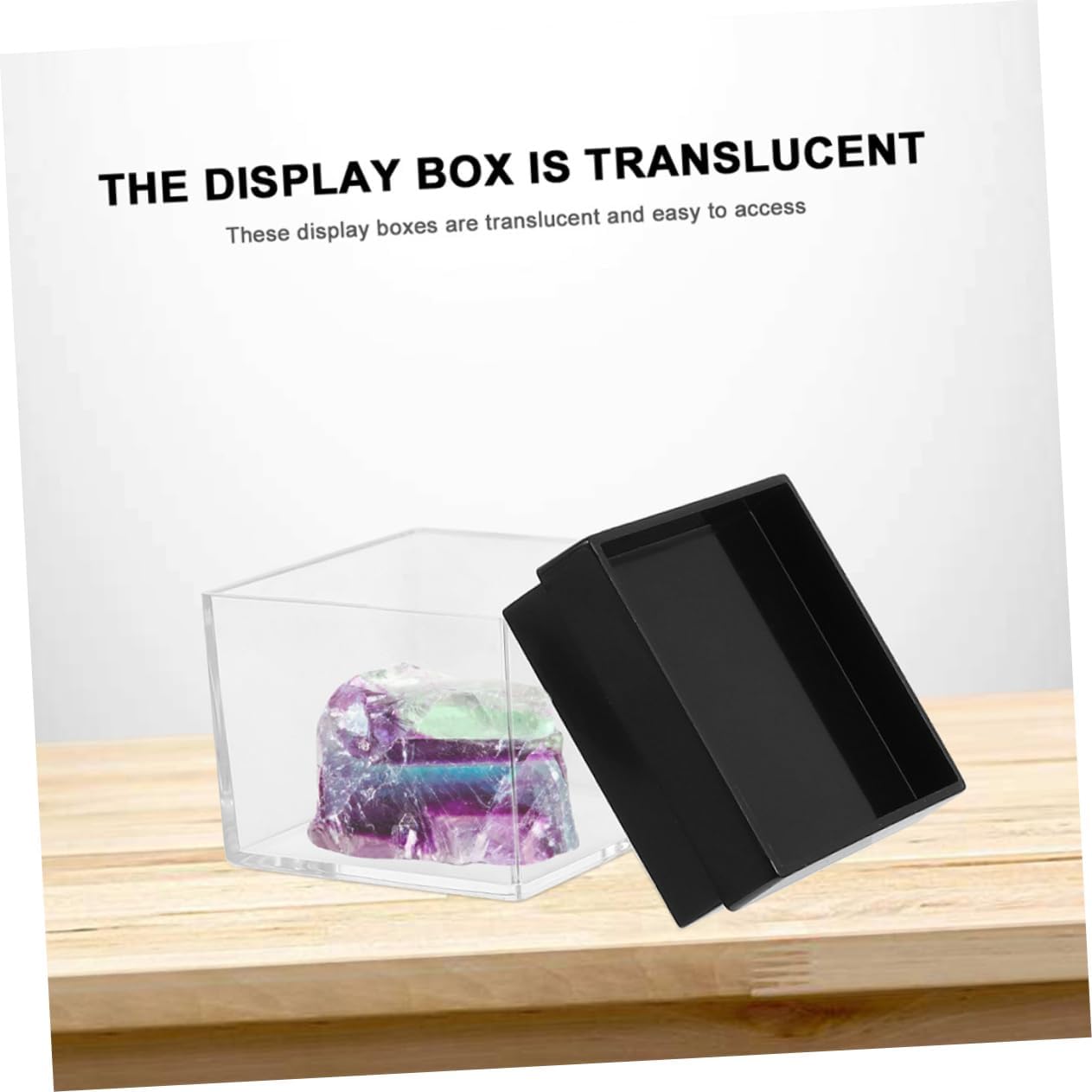 Ipetboom 6Pcs Transparent Display Case for Mineral Specimens Durable Plastic Showcase Box for Rock Collection Sturdy Desktop Organizer for Cherished Items