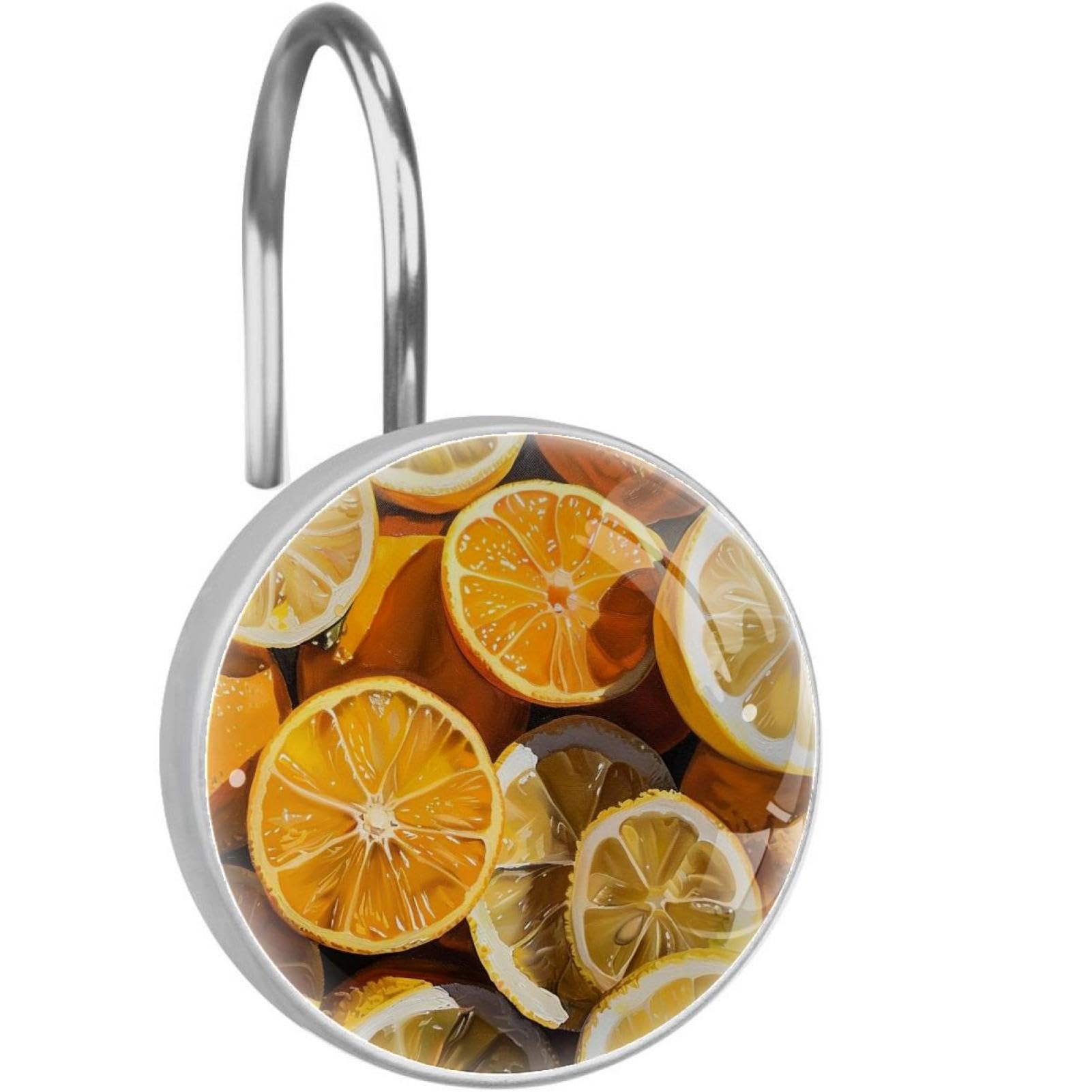 Crochets pour rideau de douche orange et citron en verre cristal | Lot de 12 pièces