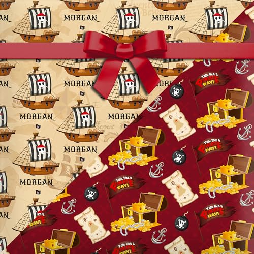 littkeef cliaet Lot de 6 paquets de 12 feuilles de papier cadeau pirate – vue 6