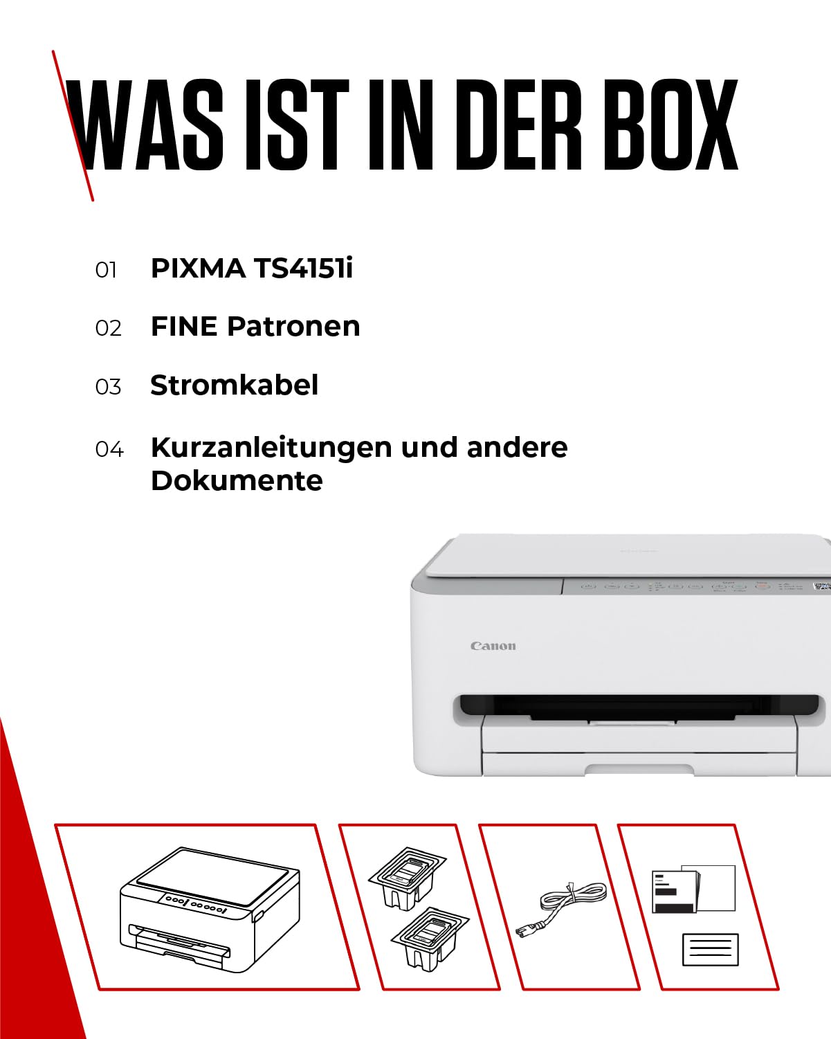 Canon PIXMA TS4151I -WLAN-Multifunktionsdrucker mit Papierkassette und Frontbedienung & Duplexdruck | Kabelloses Drucken vom Smartphone leicht gemacht PIXMA Print Plan kompatibel