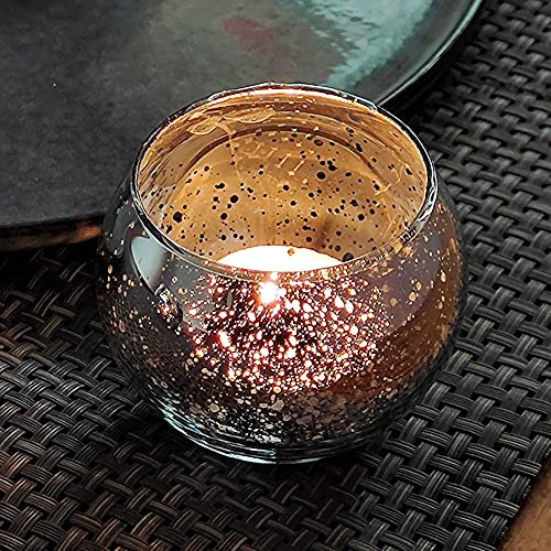 Shmilmh Round Silver Votive Candle Holders, Set Of 24 Mercury Glass Tealight Candle Holders, Tea Candle Holder Bulk With Speckled For Table Centerpiece, Wedding Decoration, Party, And Home Decor #TOP6