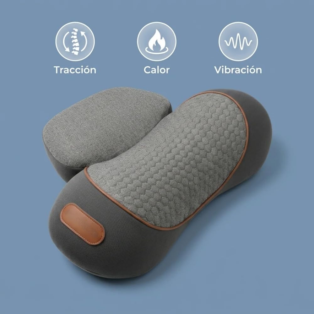 Qelara Almohada CerviFlex,Almohada de masaje cervical 3 en 1, térmica, de espuma viscoelástica, ergonómica, para hombres y mujeres, alivia dolor y relaja