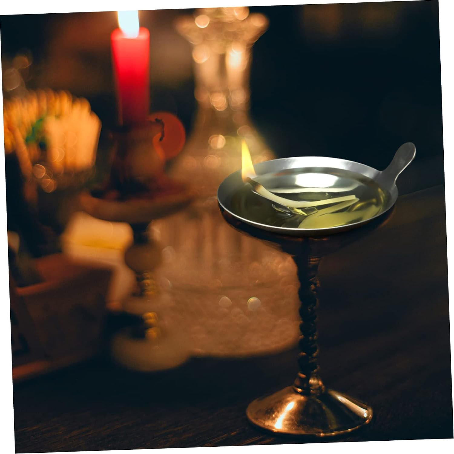 1 Set DIY Butter Lamp Wicks for Oil Lamps of Natural Wick with Oil Dishes Lightweight Easy to Use for Indoor Use and Creative Projects