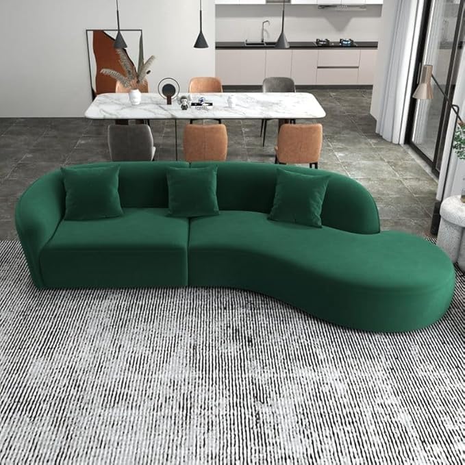 Image of Modern Classic L Shape Sectional Sofa Set, Chesterfield Style 4 Seater Sofa Set with Pillows for Living Room, Bedroom and Office, Office, and Hallway Colour (Green)