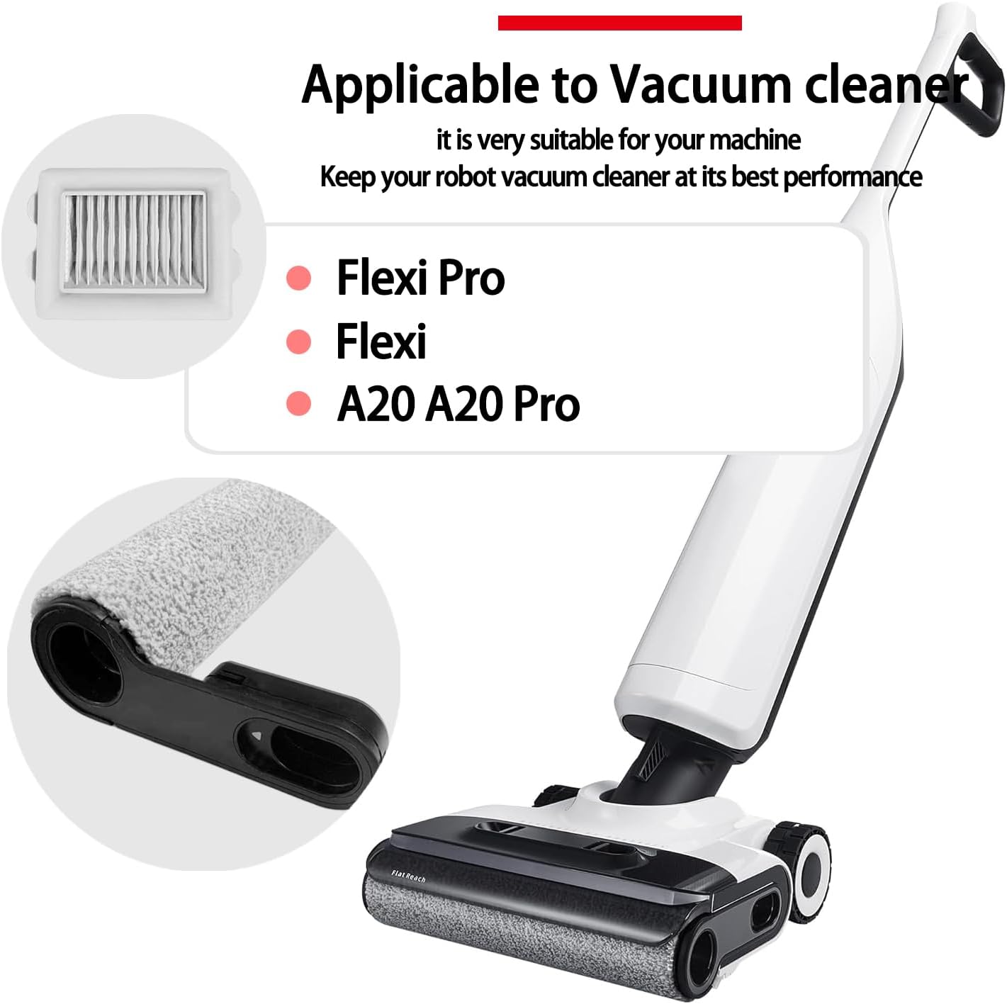 Replacement Kit Accessories Compatible with Roborock Flexi/Flexi Pro Handheld Wireless Vacuum Cleaner Robot Parts 2 Main roller brush 4HEPA Filter (8kit)