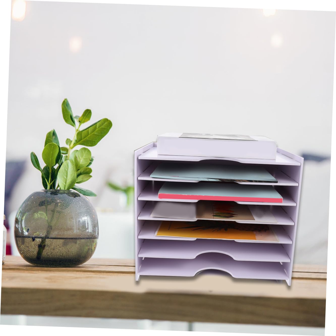 NUOBESTY Mehrlagige Dokumentenbox Weiß Aktenablage Aufbewahrungsbox für Büro und Studium Leichter Büro Organizer mit Großer Kapazität für Schreibtisch und Schüler