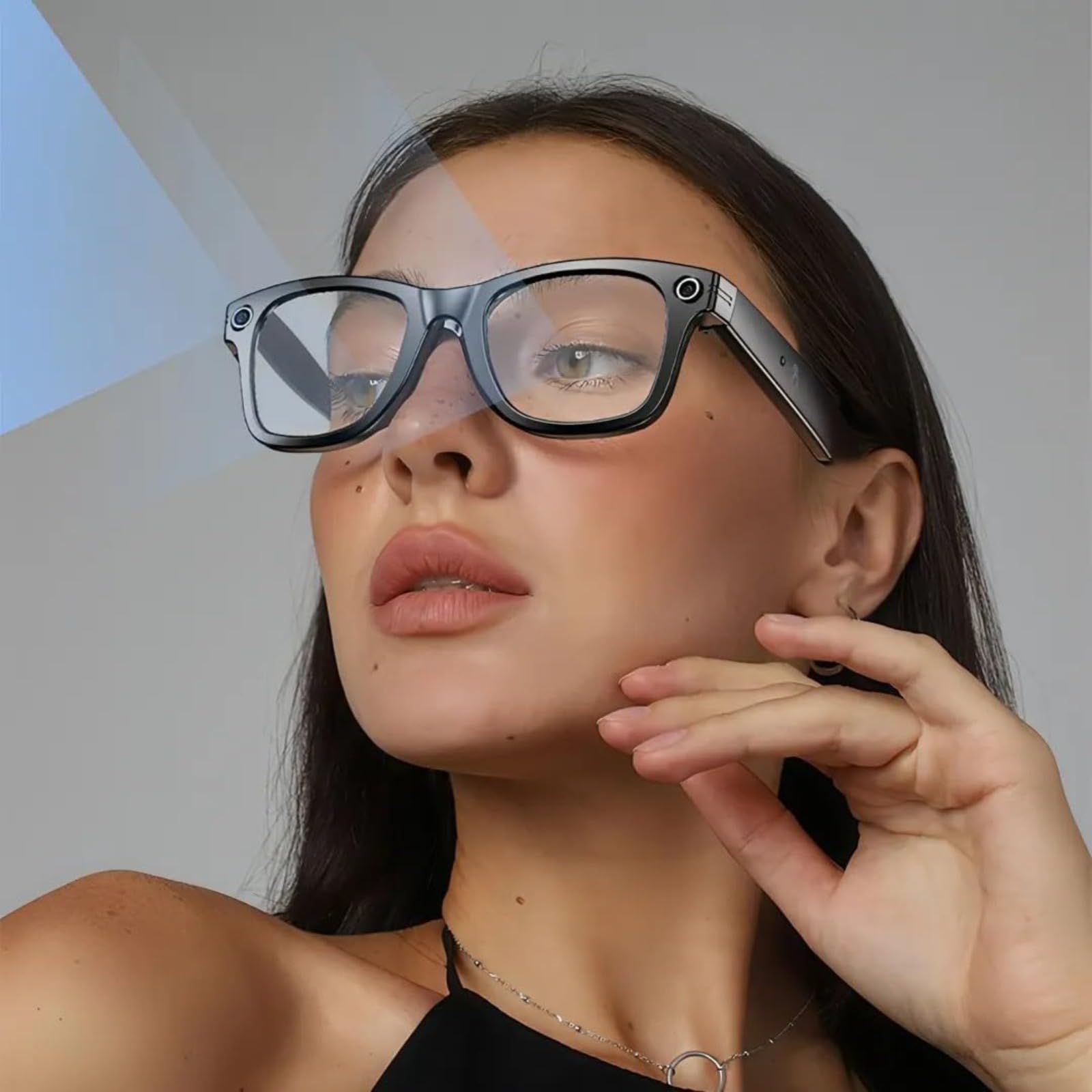 Korons Occhiali Intelligenti con Fotocamera HD 800W, Traduzione Intelligente AI, Trasferimento Immagini Wi-Fi (Occhiali da Sole)