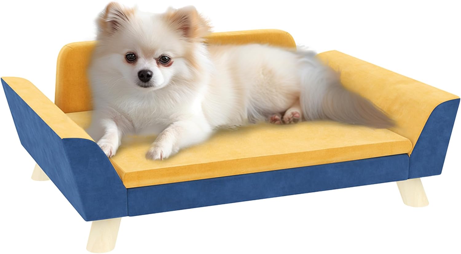 PawHut Dog Sofa Bed, Pet Couch for Small Dogs with Soft Cushion, Removable Washable Cover, Elevated Dog Bed Couch with Anti-Slip Foot Pads, Orange
