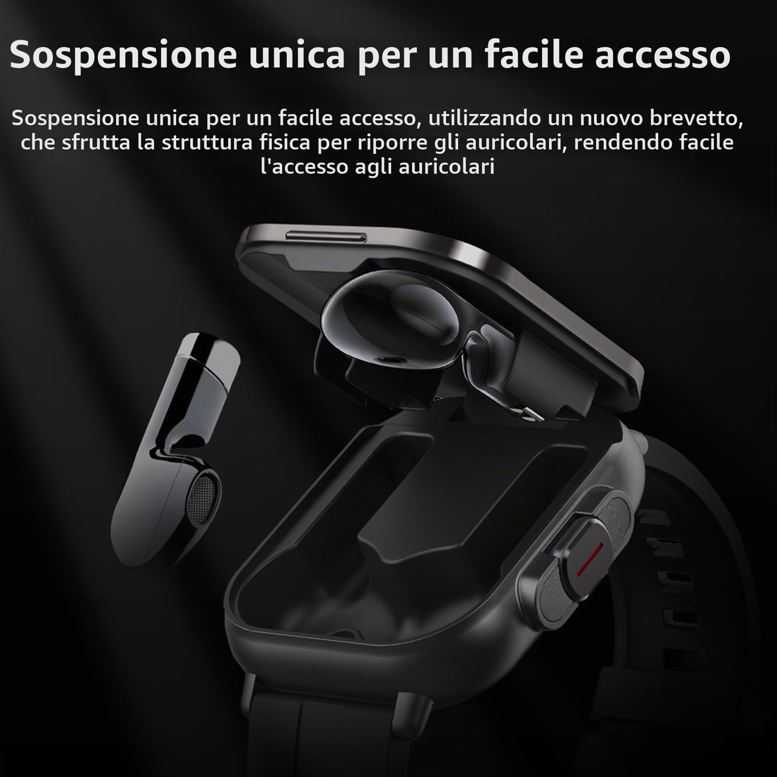 Smart Watch con Auricolari, Auricolare Wireless Smartwatch con Cinturino in Silicone 2 in 1 con Schermo da 2,01 Pollici, Orologio Fitness Tracker per IOS per