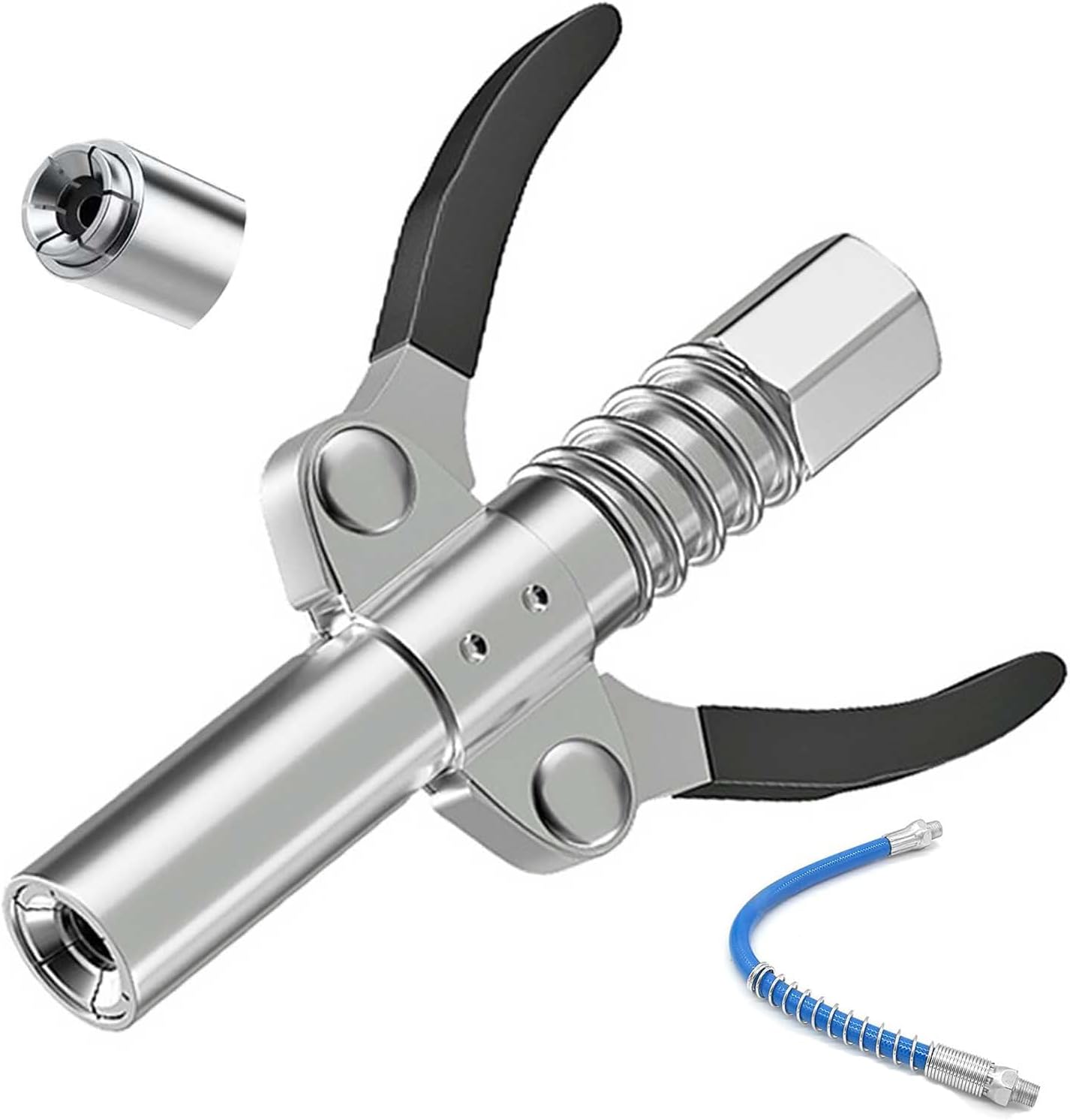 Caluself Grease Gun Coupler with Double Handle,10,000 PSI