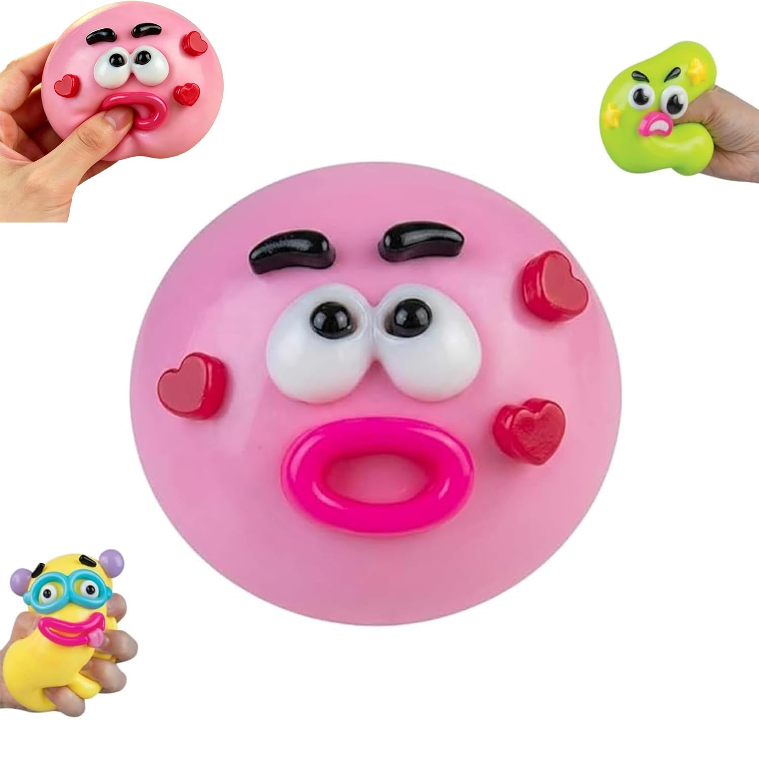 Smushers Squishy Dog Face Fidget Toy,Soft Interchangeable Dog Face Swap Stress Relief Sensory Squeeze Toy for Adults Office Calming Travel (Pink)
