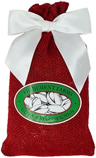 Fiddyment Farms Lightly Salted Jumbo Pistachios 1lb in Festive Red Burlap Bag - California Grown Gourmet Gift
