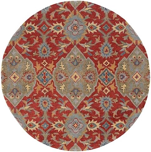 Amazon.com: SAFAVIEH Heritage Collection Area Rug - 6' Round, Red ...