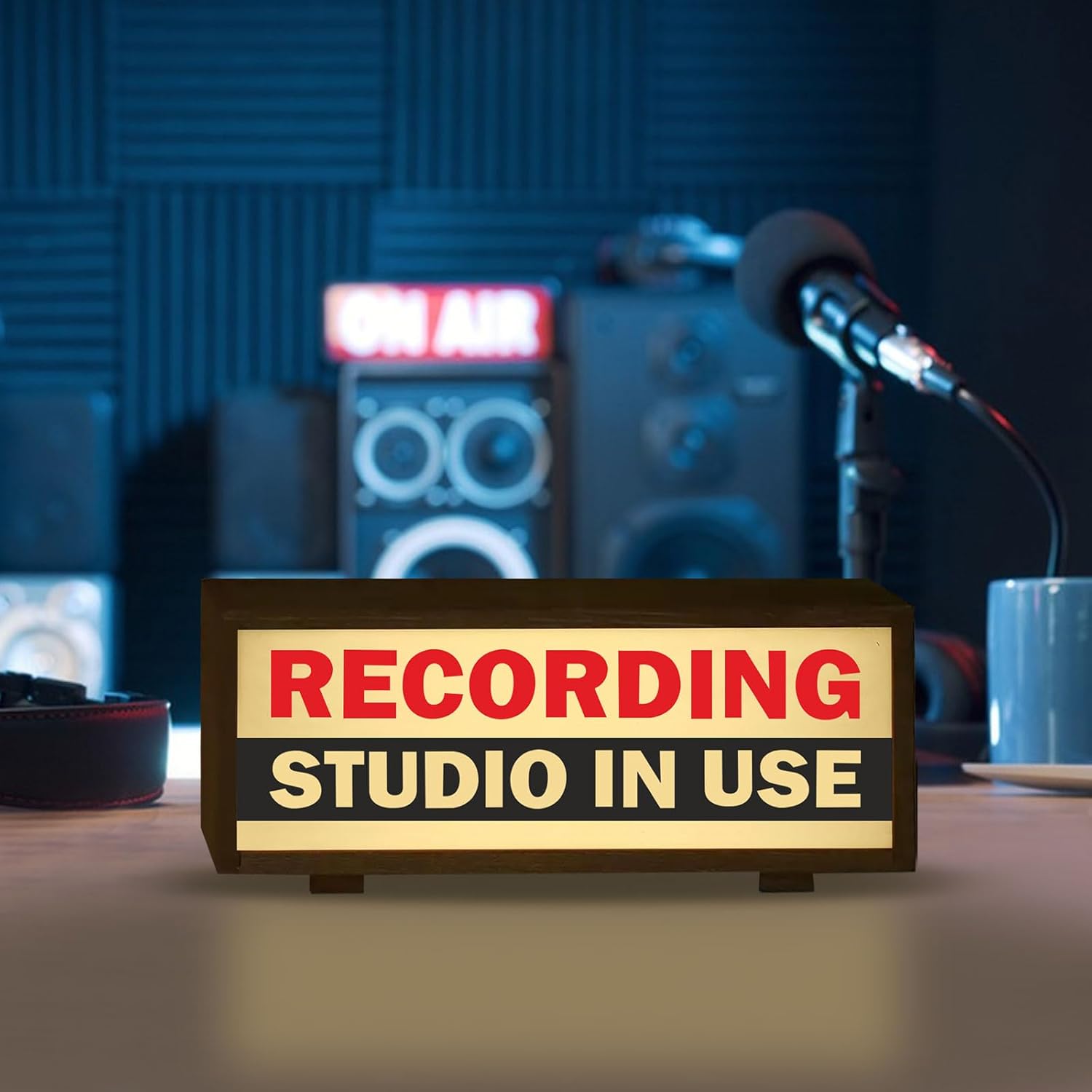 LED Recording Studio Retro Sign Soundproof Room Light Box Recording Studio in Use Light for Streamers, Podcasters, Musicians Record Sign for Music Bar