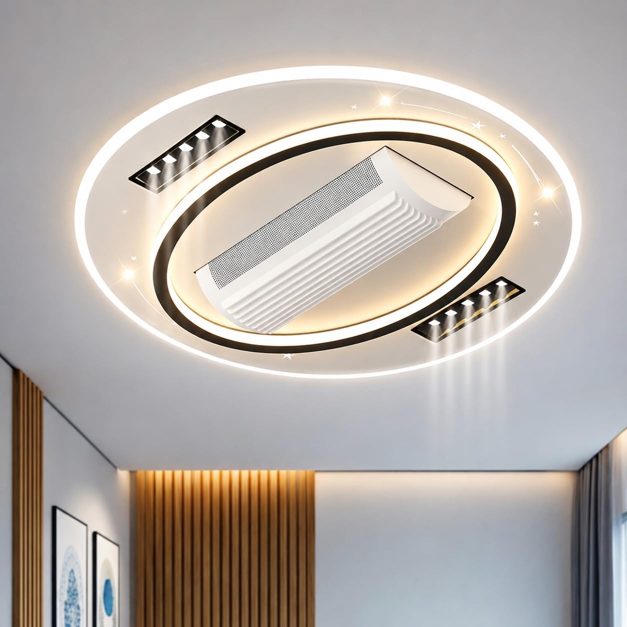 Bladeless Ceiling Fan with Integrated LED Lighting | 3000K-6500K Adjustable Brightness & Speed | Flush Mount Ceiling Light | Remote Control, App Control and Voice Assist | Bedroom, Living Room-image-12