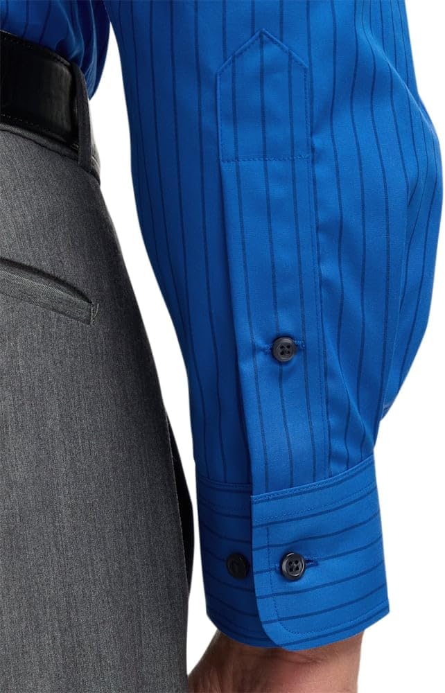 Paul Fredrick Men's Slim Fit Non-Iron Cotton Stripe Dress Shirt