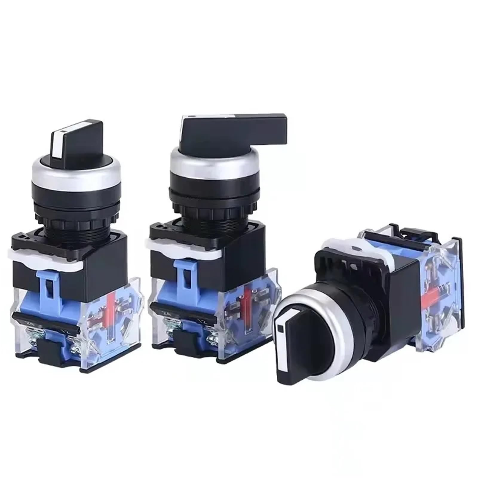 1 interruptor giratorio de 22 mm 1NO1NC/2NO LA38-11X2 20X3 interruptores de autobloqueo/reinicio automático 2/3 posiciones (corto 2 posiciones, 1 NO 1NC, autobloqueo)