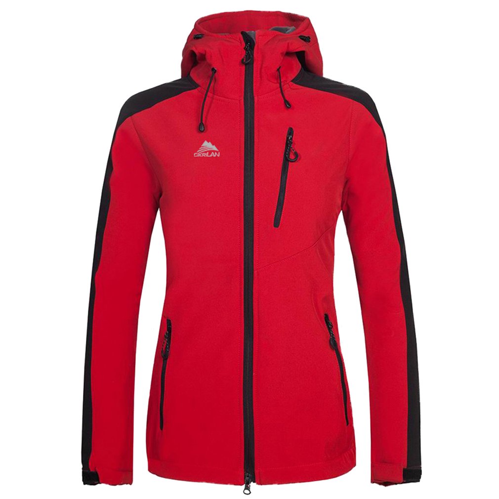 CIKRILANWomen's Outdoor Softshell Jacket Windproof Fleece Lined Hooded Coat Water-Resistant Sport Camping Hiking Jacket