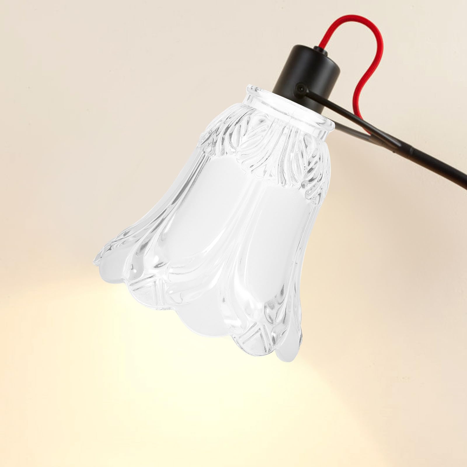 POPETPOP Pantallas de Lámparas de Vidrio de Repuesto 4 Piezas Forma de Campana, Material Vidrio, Decoración para Iluminación de Techo Hogar
