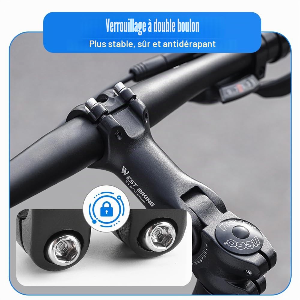Potence de Vélo Réglable – Potence en Aluminium pour VTT, Vélo de Route & Vélo Électrique, Angle ±60°, Solide & Résistante aux Intempéries, avec Clés Allen