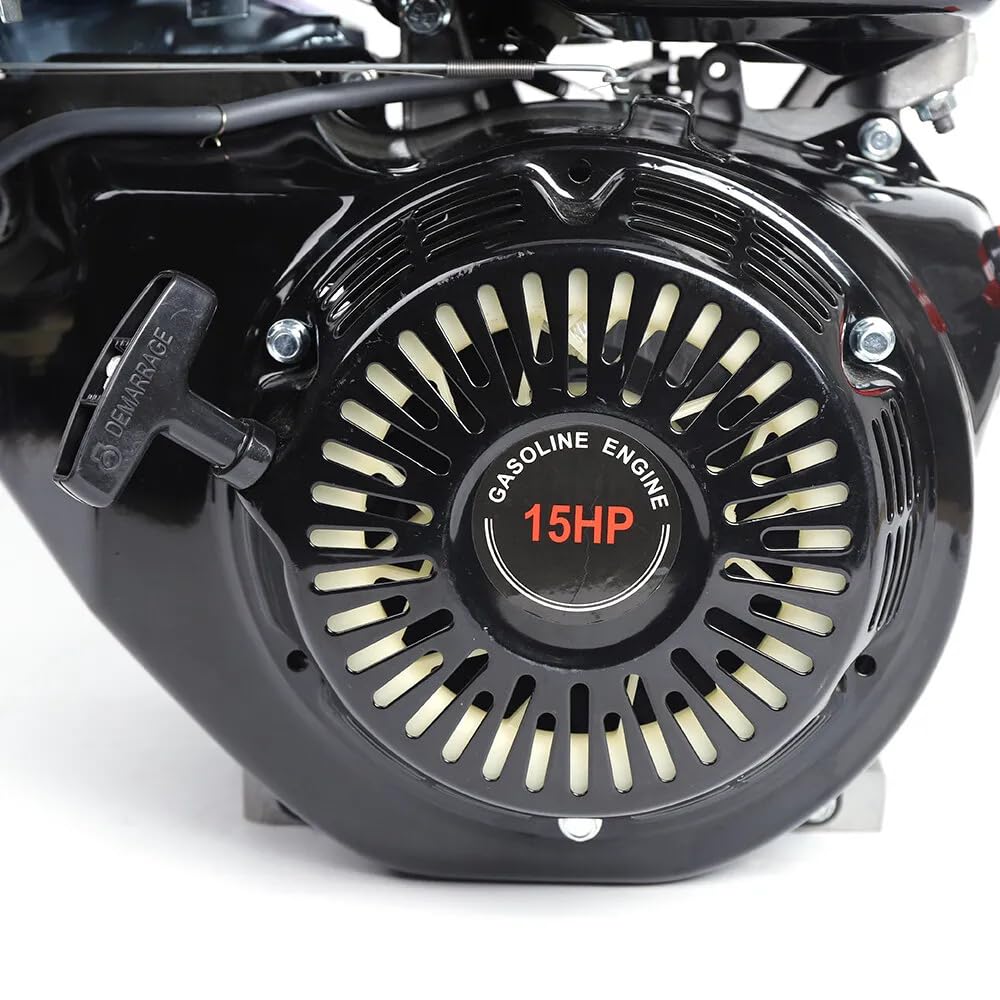 4 Takt Benzinmotor mit 15 PS, Go Kart, 420 cc Benzinmotor, Ersatzmotor für Gokart mit 4 Takten, 4 Takt OHV Benzinmotor für den Garten 9,7 KW/3600 U/min (schwarz)