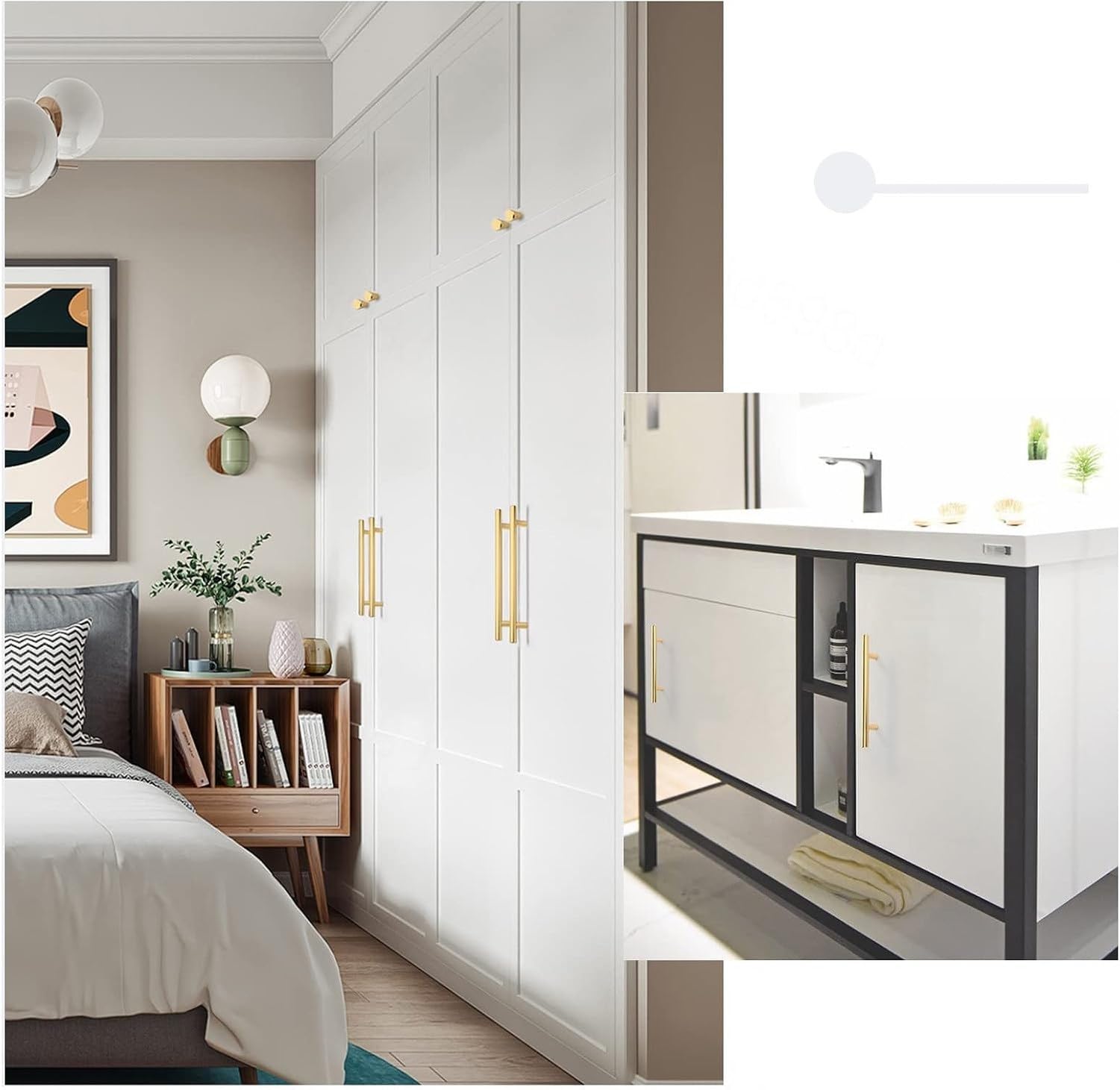 Tirante de Mueble Largo 30-100cm para Puertas y Armario, Oro, 100cm