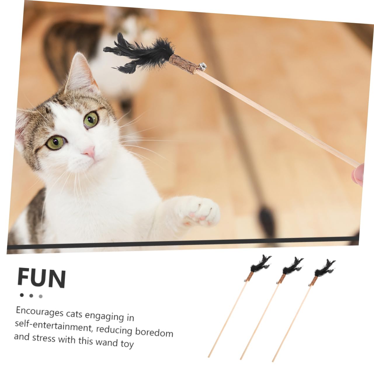 Sosoport 5 Set Di Canne Da Pesca Per Gatti Gioco Interattivo Attraente Gioco Da Appendere Per Gatti 3 Pezzi * 5