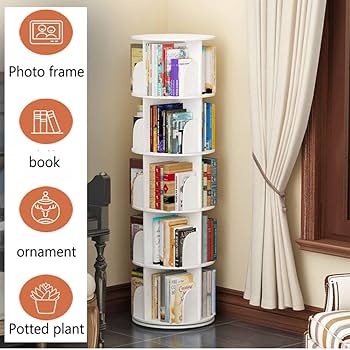 【チョコ】ホワイト 円形 本棚 回転式 130cm チョコ】ホワイト 円形 本棚 回転式 130cm チョコ】ホワイト