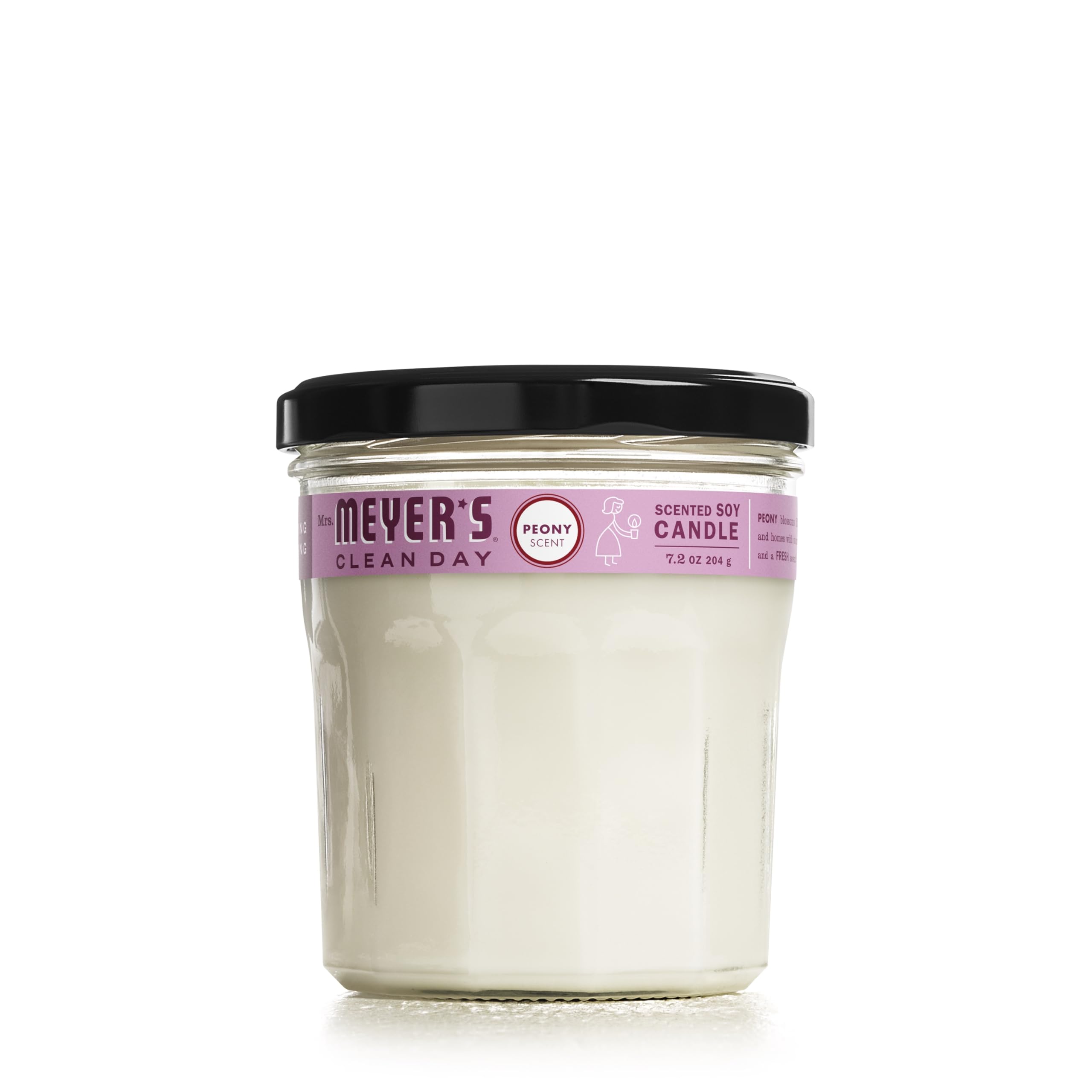 MRS. MEYER'S CLEAN DAY Soy Aromatherapy Candle, 35 Hour Burn Time, Made with Soy Wax and Essential Oils, Peony, 7.2 oz