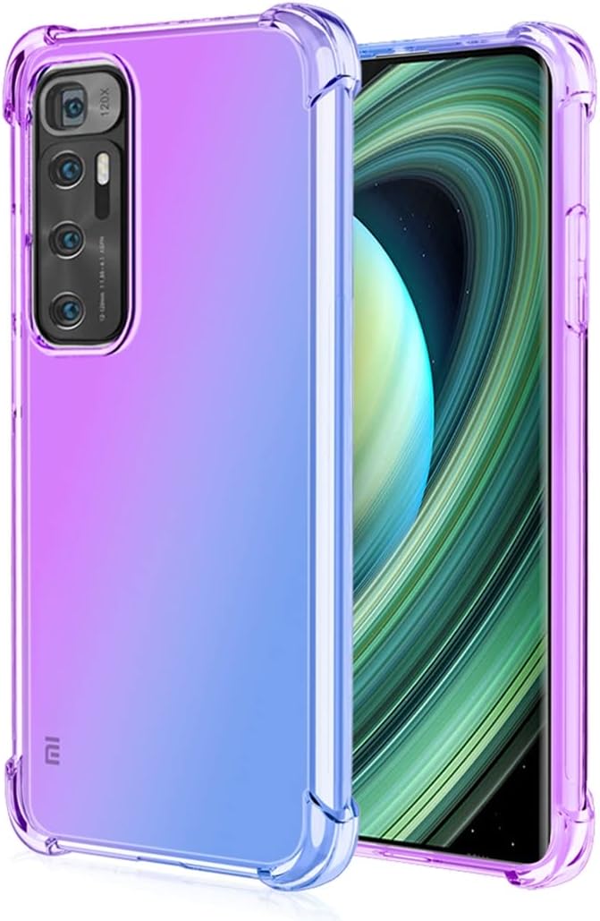 for Mi 10 Ultra Case, M2007J1SC Case, Clear Cute Gradient Phone Case Slim Anti Scratch Flexible TPU Cover Shockproof Protective Case for Xiaomi Mi 10 Ultra 5G (Purple/Blue)