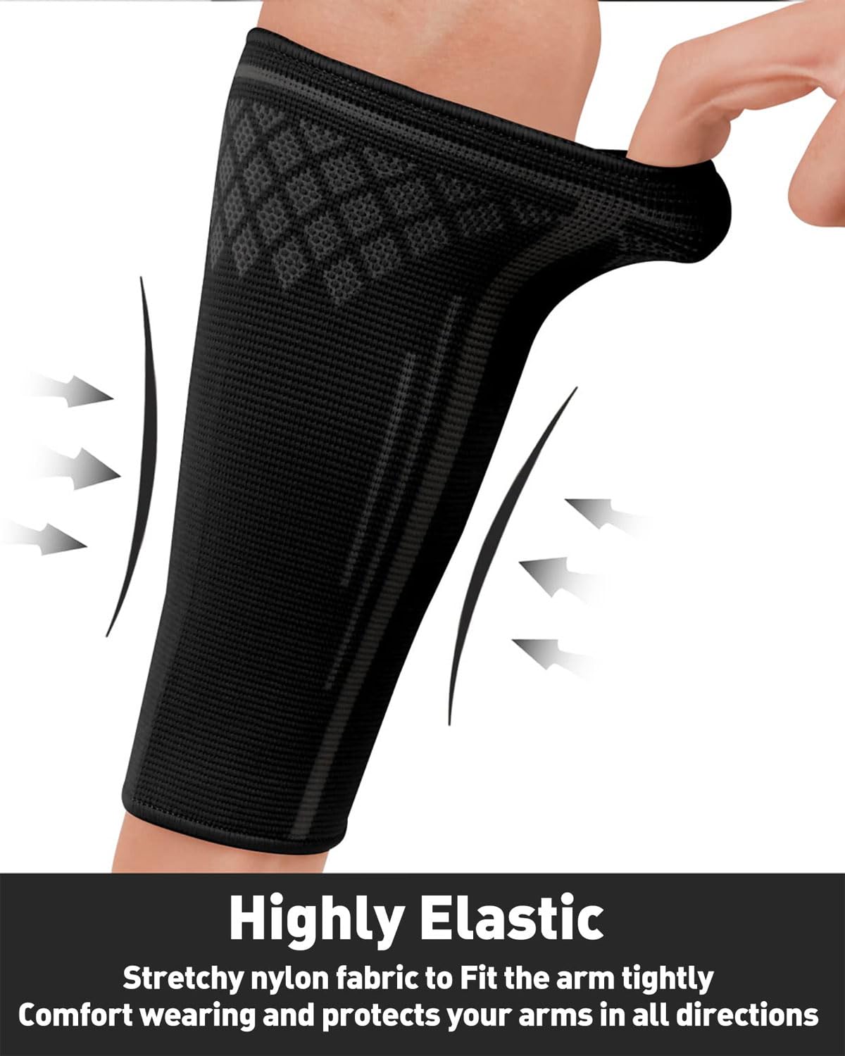Manchettes De Bras 1 Paire de Protège-Bras de Volley-Ball Manchon de Compression Bras Manchons Volleyball Manchettes De Course Protection d'avant Bras, Repose-Poignet de Sport, Noir