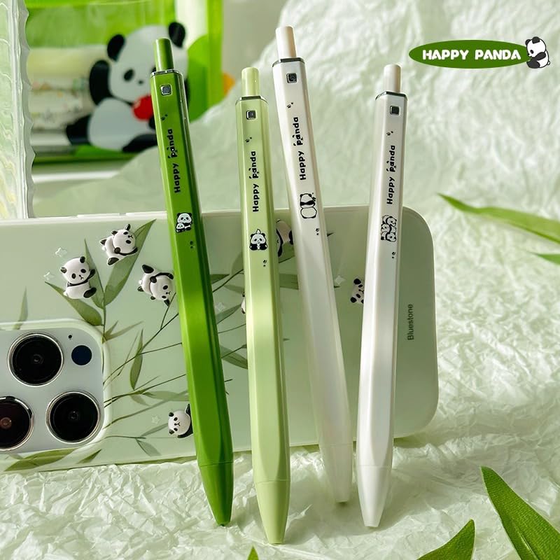 PLwelth 4Pcs Cute Panda Pens 0 5mm Black Ink Ballpoint Pens Cartoon Panda Gel Pen Kawaii Animal Retractable — view 5