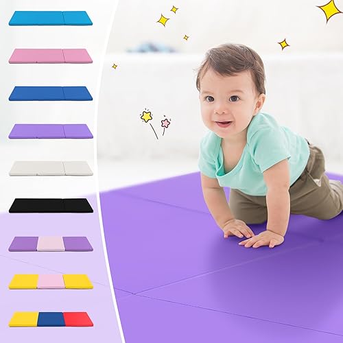 Miniatura 46 de Giantex Colchoneta de gimnasia de 6 x 2 pies, tapete plegable de 2 pulgadas de grosor con cierre de gancho y bucle, tapete de gimnasio plegable