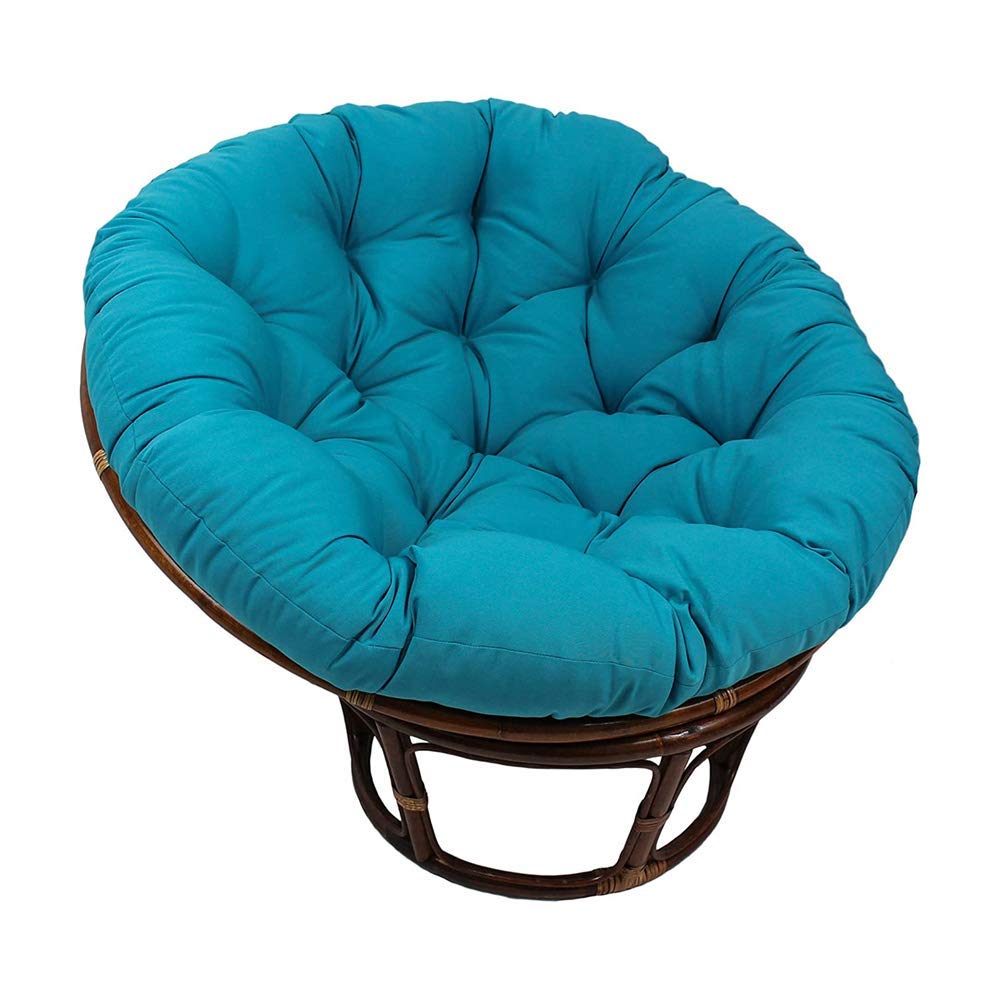 XBSLJHanging Egg Hammock Chair Pads for Outdoor Garden Patio Yard,100% Cotton Overstuffed Quilting Swing Hanging Basket Seat Cushion,Thick Round Rattan Papasan Chair Cushion 44"X6"X44" Blue Mat only