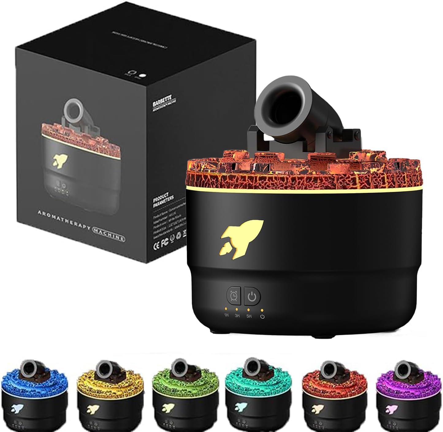 opriQ Cannon Blast Aroma Humidifier, 7 Colors LED Mini Cannon DiffuserSilent Vapor Cannon Diffuser, 2 Mode Creative Turret Cool Mist Air Aromatherapy Diffuser Colorful Night Light for Bedroom, Small-image-29