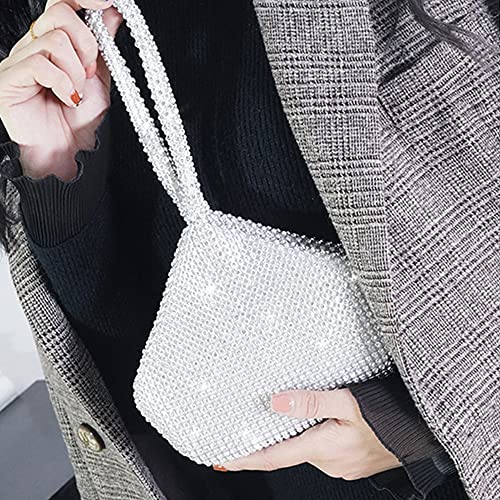 Jian Ya Na Fashion Women Rhinestone Large Trihedral Clutch Evening Bag Bling Zipper Wedding Purse #TOP4