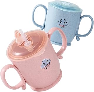 TOYANDONA 4 Pçs Copo De Leite Garrafa De Água Das Crianças Garrafa De Alimentação Do Bebê Rosa Copos De Beber Garrafa De Leite Do Bebê Palha Copo Do Bebê Crianças Garrafa De Água Copos De