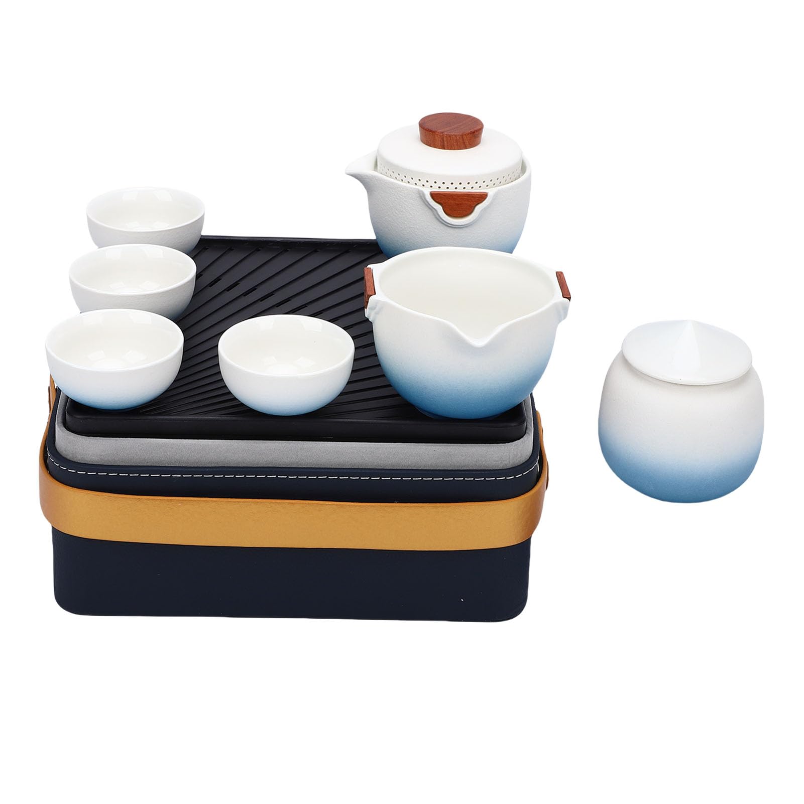Zestaw do Herbaty Gongfu, Ceramiczny Podróżny Zestaw do Herbaty z Czajnikiem i Filiżankami Picia na świeżym Powietrzu