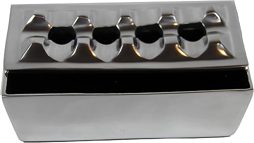 Miniatura 6 de Cenicero de cigarros hecho de metal de aluminio  cenicero resistente al viento para puros a cigarrillos, diseño de 4 agujeros, resistente al viento