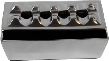 Cigar Ashtray made from Aluminum Metal / Wind Resistant Ashtray for Cigars to Cigarillos ,4 Holes Design, Windproof Hand Crafted for indoor and outdoor usage (Silver)