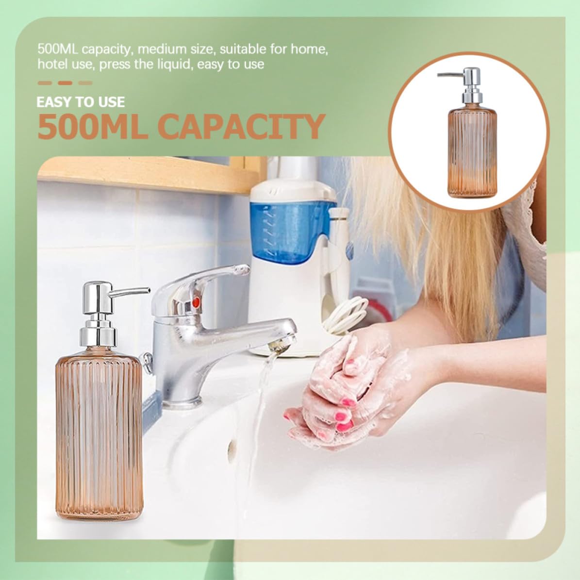 SHERCHPRY Dispensador de Jabón Líquido para Baño de Vidrio Recargable 500ml Paquete de 3 Unidades para Uso Prolongado en Hoteles y Hogares