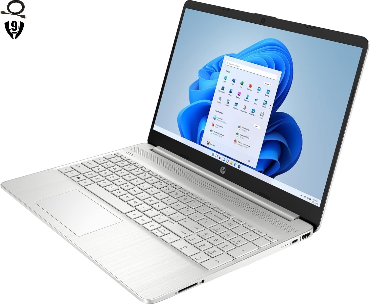 HP 15.6" FHD Anti-glare Laptop, Intel Core i5-1135G7 Processor, 16GB RAM 512GB SSD, Wi-Fi, Bluetooth, HDMI, Webcam, SD Card Reader, Windows 11 Pro, Natural Silver