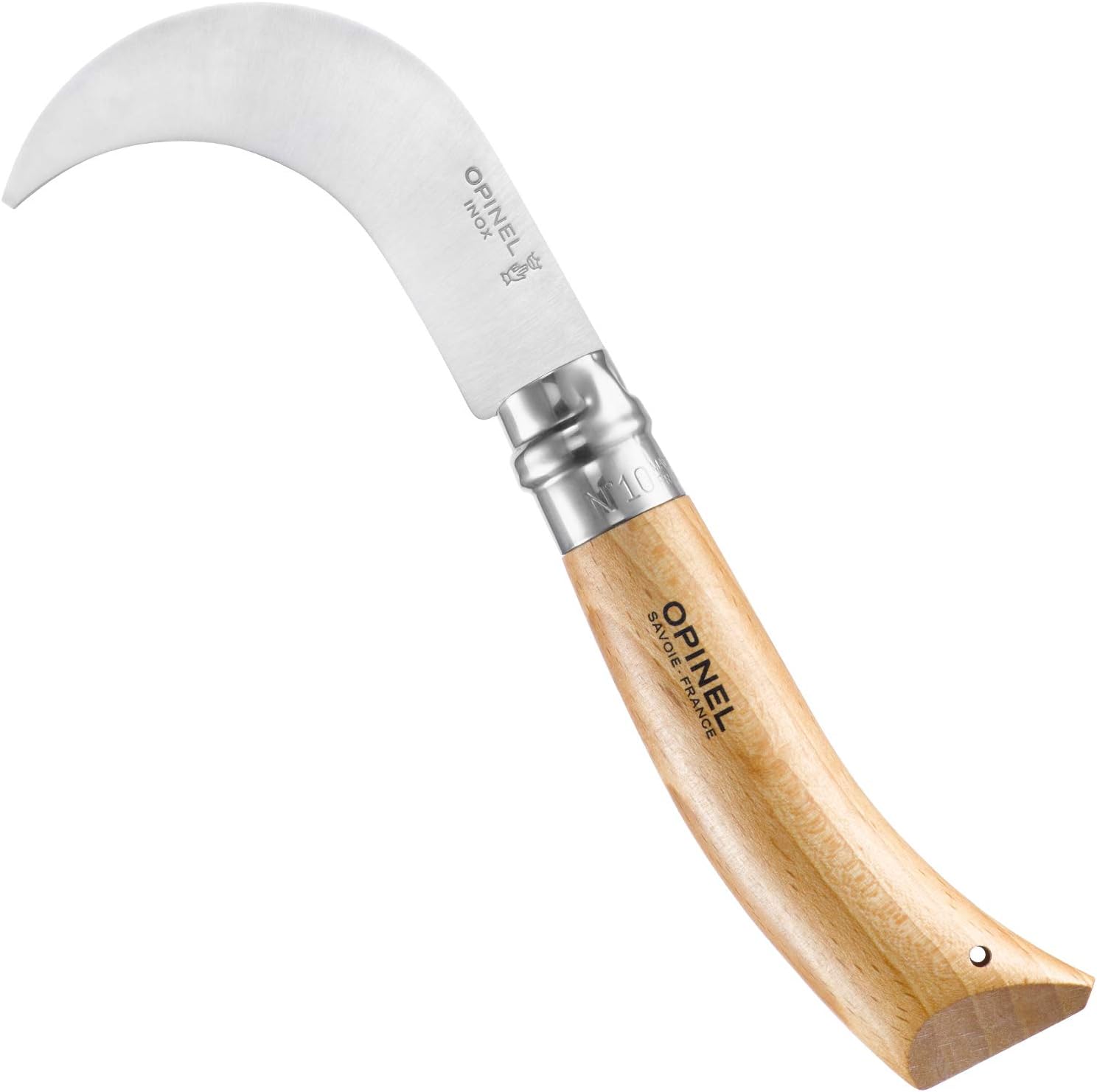 Opinel No. 10 Pruning Folding Knife - Stainless Steel for Pruning, Grafting, Orchards, Vineyards, and Gardening