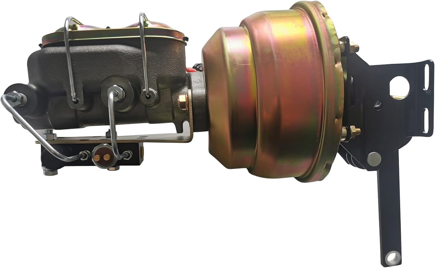 8" Universal Dual Power Brake Booster Conversion Kit with 1" Prop Chrome Brake Booster Master Cylinder Compatible with Ford Truck 1957-1972 disc/drum brakes