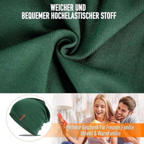 Mütze Damen Herren, Slouch Beanie Mütze, Weich Dünne Mütze aus Baumwolle, Leichte Atmungsaktiv Longbeanie, Elastisch Laufmütze für Alle Jahreszeiten
