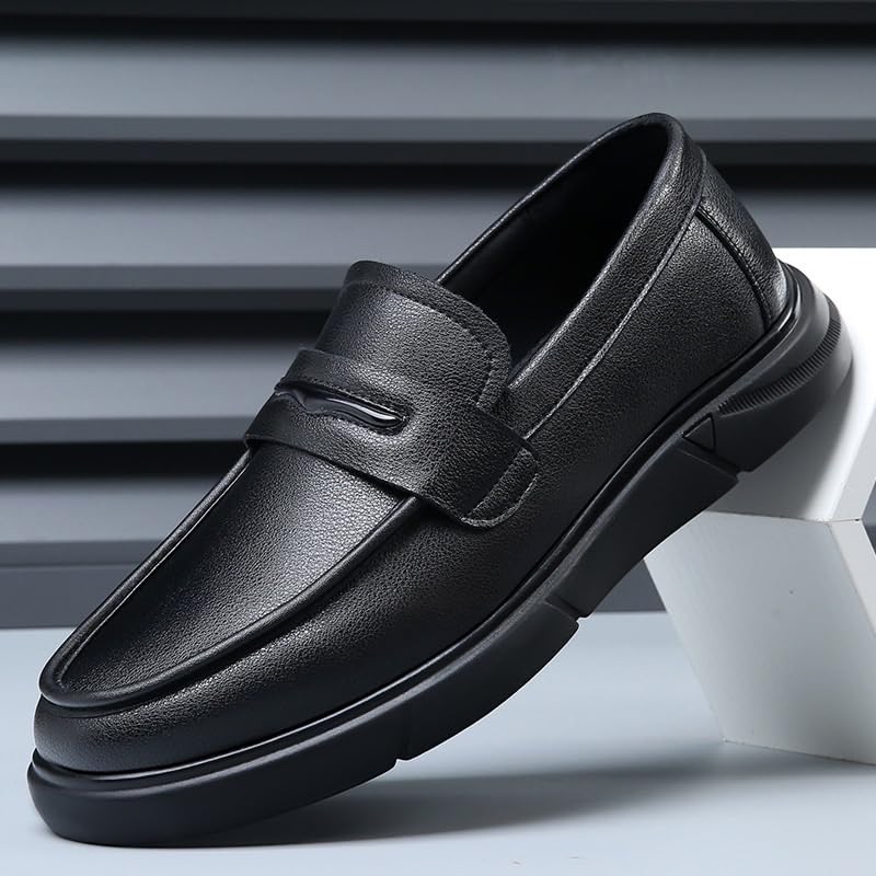 Men's Leather Derby Dress Shoes Comfortable Casual Business Office Slip-On Loafers Sole Loafers3